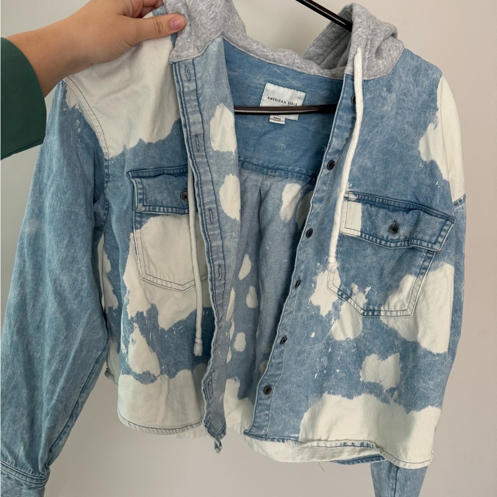 Denim Tie-Dye Jacket with Hood